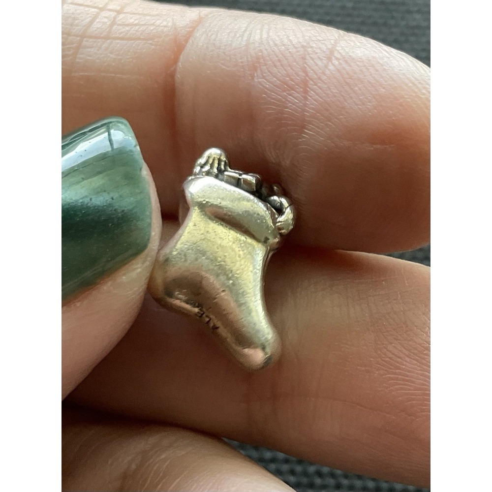 retired Pandora Sterling Silver Santa's Stocking Charm ALE 925 Christmas - Picture 2 of 4